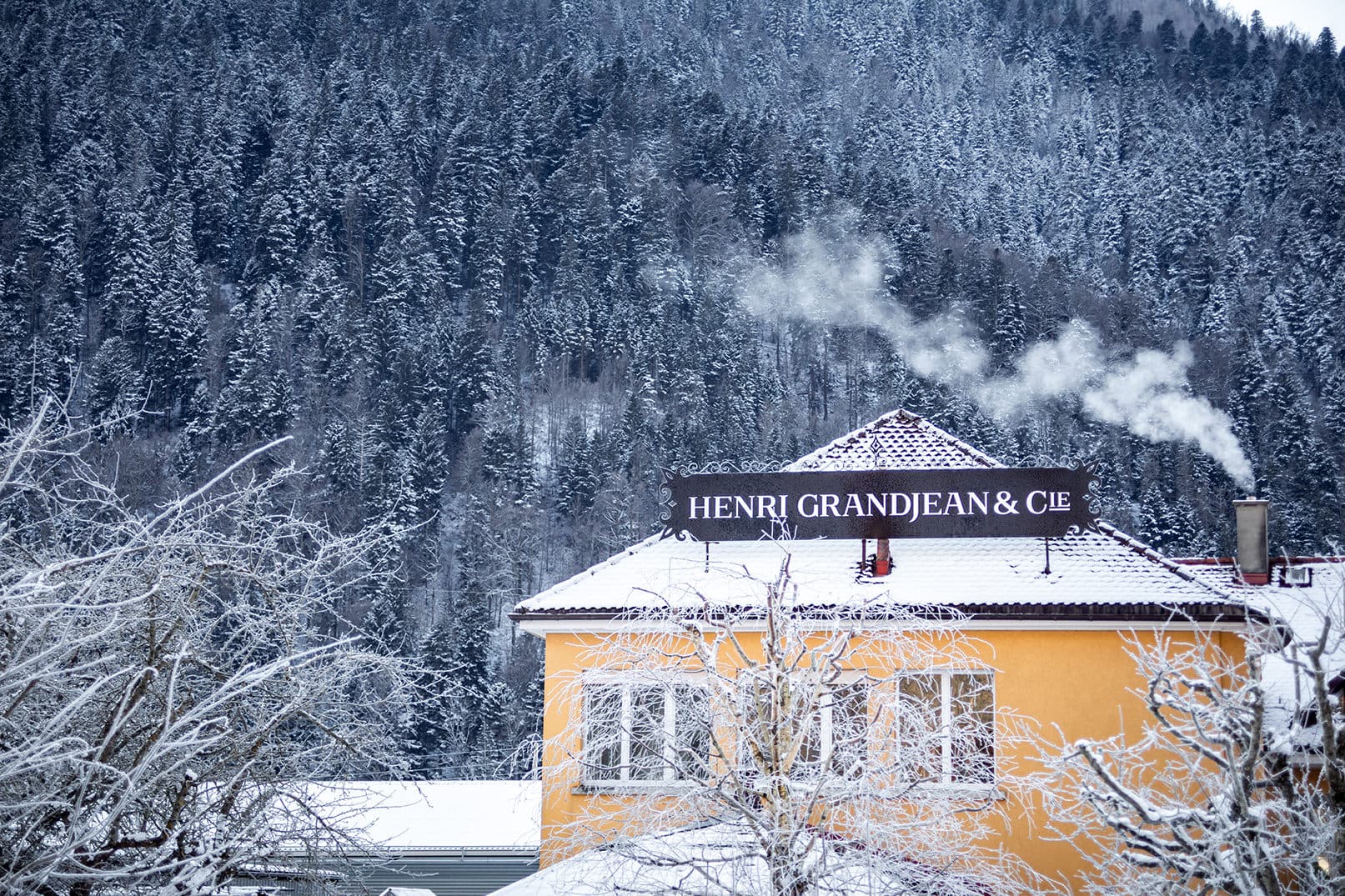 Henri Grandjean & Cie manufacture building in winter