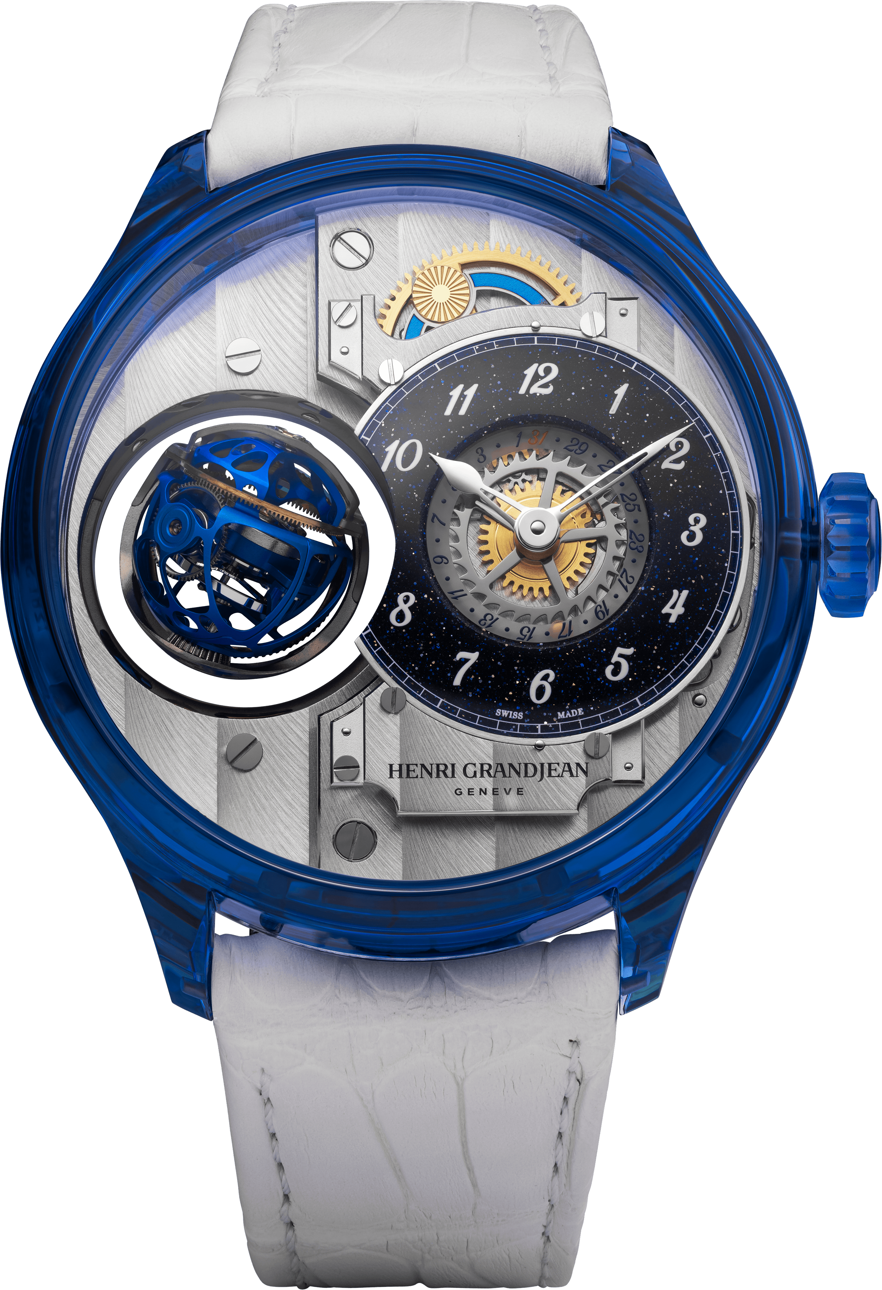 Henri Grandjean Atrivm Blue Sapphire with sapphire case and aventurine dial